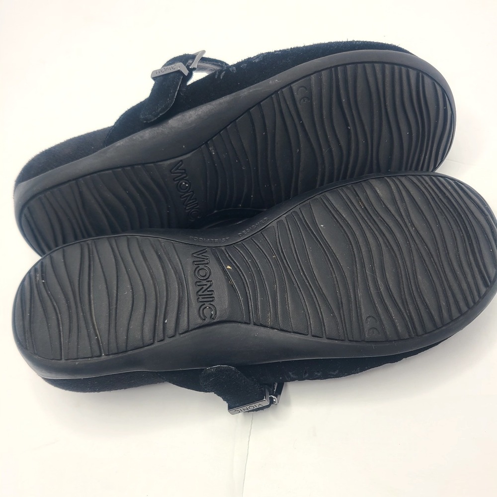 Vionic Lidia Black Suede Perforated Mary Jane Mule Clogs Womens 8 Orthaheel - Picture 8 of 9